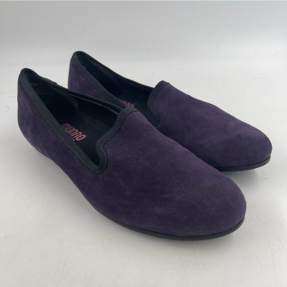 Munro Women’s Jerrie Deep Purple Nubuck Smoking Slippers Shoes - Size 8